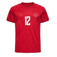 Camiseta Dinamarca Kasper Dolberg #12 Primera Equipación Mundial 2022 manga corta